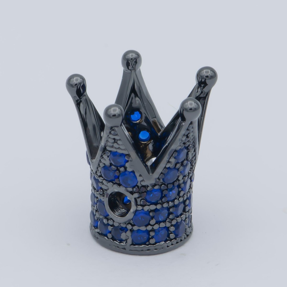 Mini Black Silver Gold Crown Beads with CZ Blue Crystal Small Simple King Queen Crown Model Jewelry Making Beads B-579