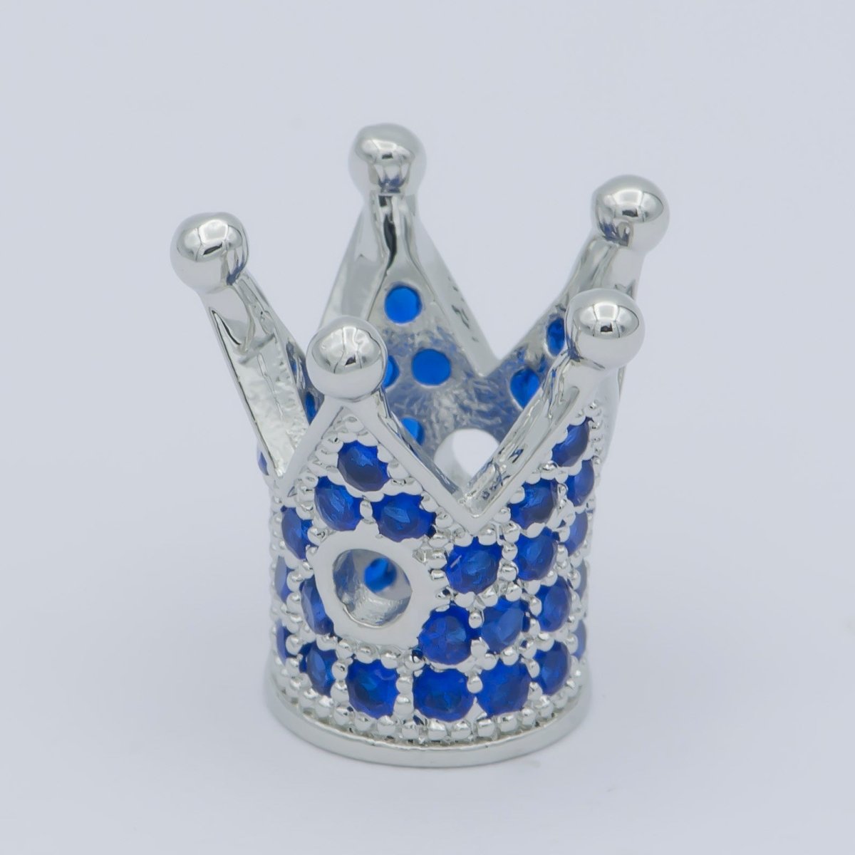 Mini Black Silver Gold Crown Beads with CZ Blue Crystal Small Simple King Queen Crown Model Jewelry Making Beads B-579