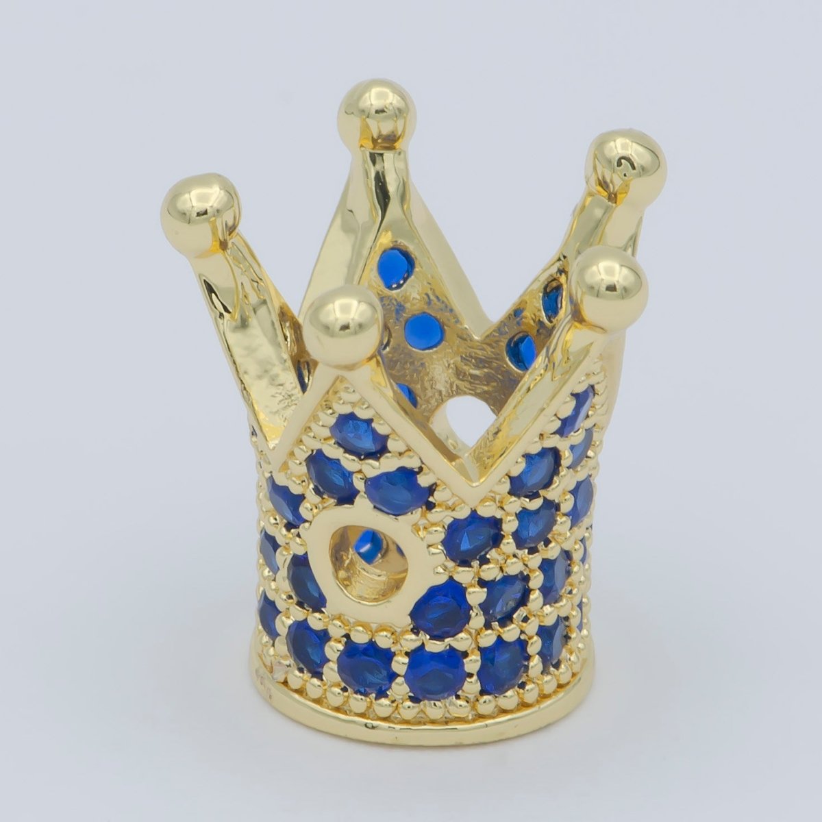 Mini Black Silver Gold Crown Beads with CZ Blue Crystal Small Simple King Queen Crown Model Jewelry Making Beads B-579