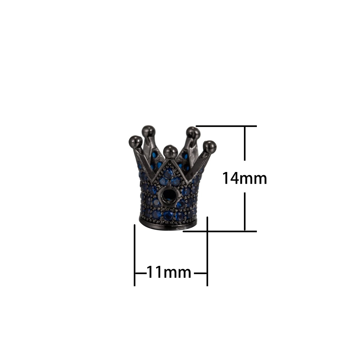 Mini Black Silver Gold Crown Beads with CZ Blue Crystal Small Simple King Queen Crown Model Jewelry Making Beads B-579
