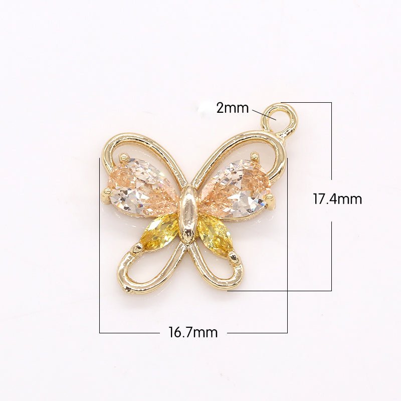 Mini Butterfly Charm Mariposa Gold Cubic CZ Pendant GP362