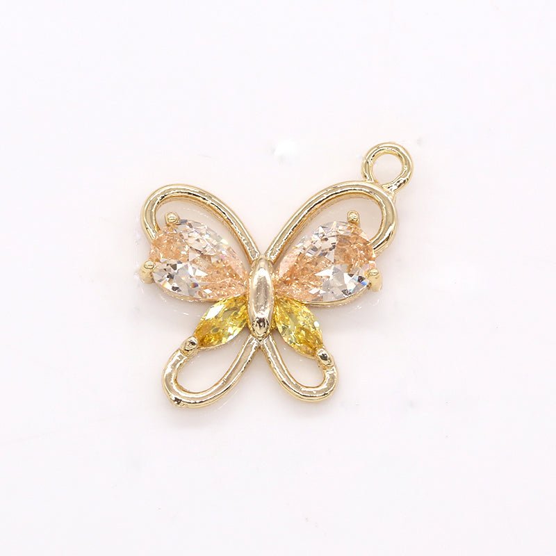 Mini Butterfly Charm Mariposa Gold Cubic CZ Pendant GP362