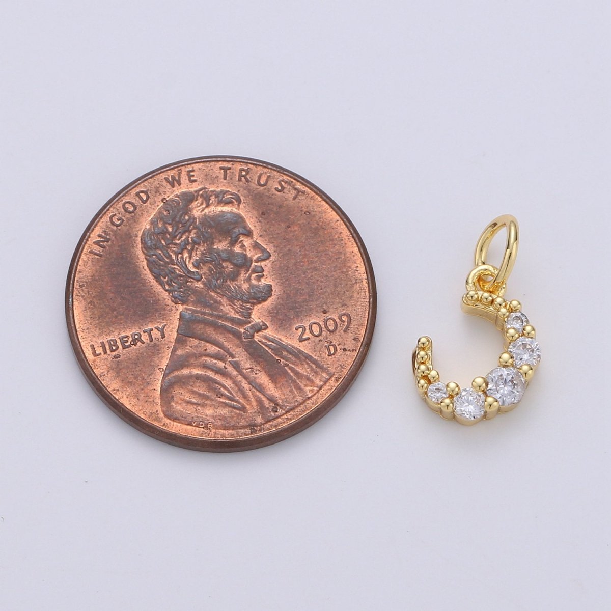 Mini Celestial CZ Cubic Zirconia Crescent Moon Charm Gold Charm, 14K Gold Filled CZ Charm Pendant for Bracelet Earring Necklace Component | D-247 D-608