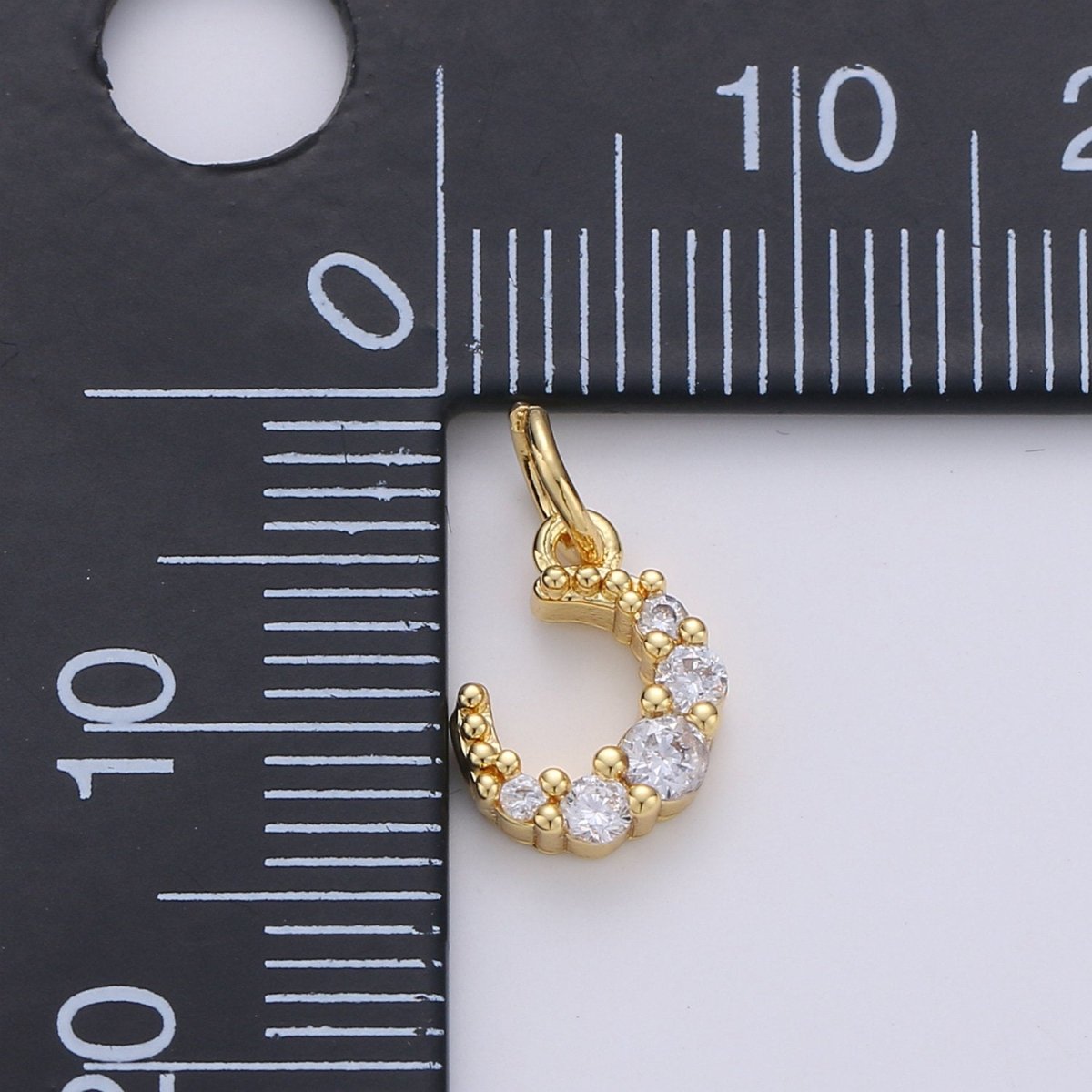 Mini Celestial CZ Cubic Zirconia Crescent Moon Charm Gold Charm, 14K Gold Filled CZ Charm Pendant for Bracelet Earring Necklace Component | D-247 D-608