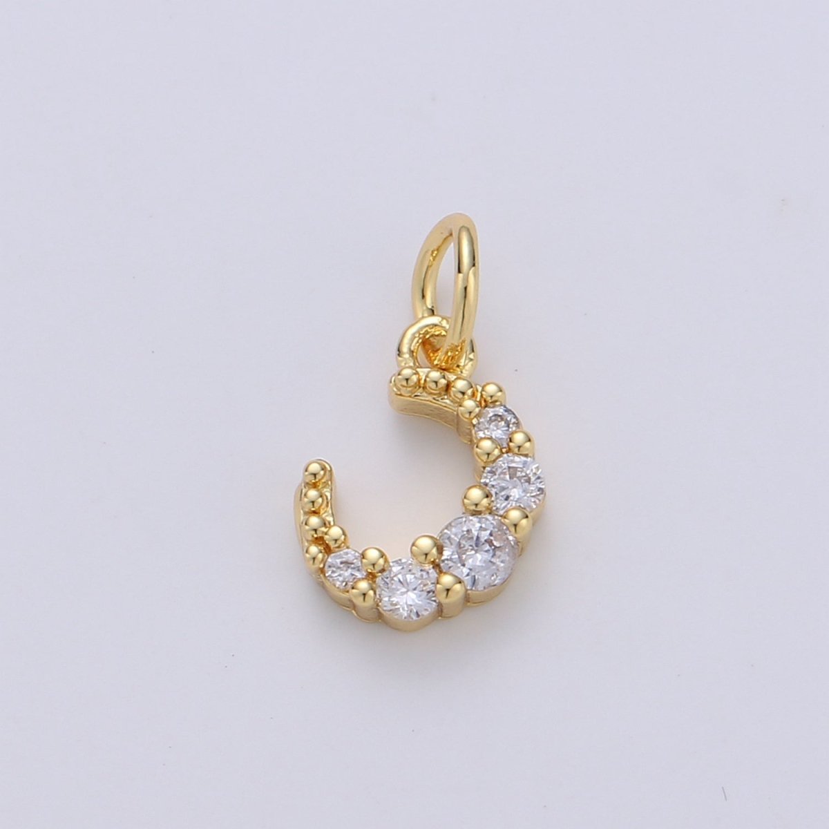Mini Celestial CZ Cubic Zirconia Crescent Moon Charm Gold Charm, 14K Gold Filled CZ Charm Pendant for Bracelet Earring Necklace Component | D-247 D-608