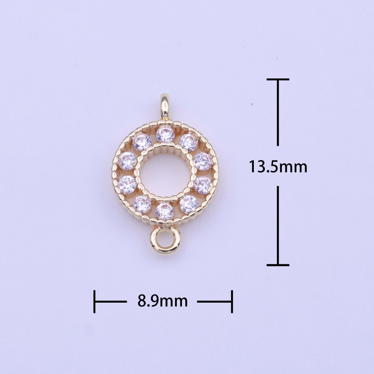 Mini Clear CZ Cubic Zirconia Round Gold Link Connector Charm Connector | Y-649 - DLUXCA