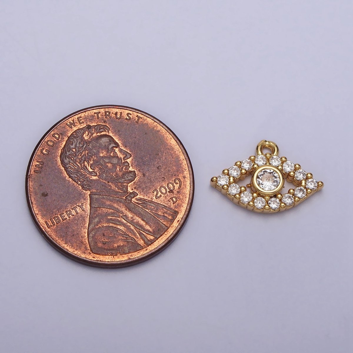 Mini Clear Micro Paved CZ Evil Eye Gold Add-On Charm | AC219 - DLUXCA
