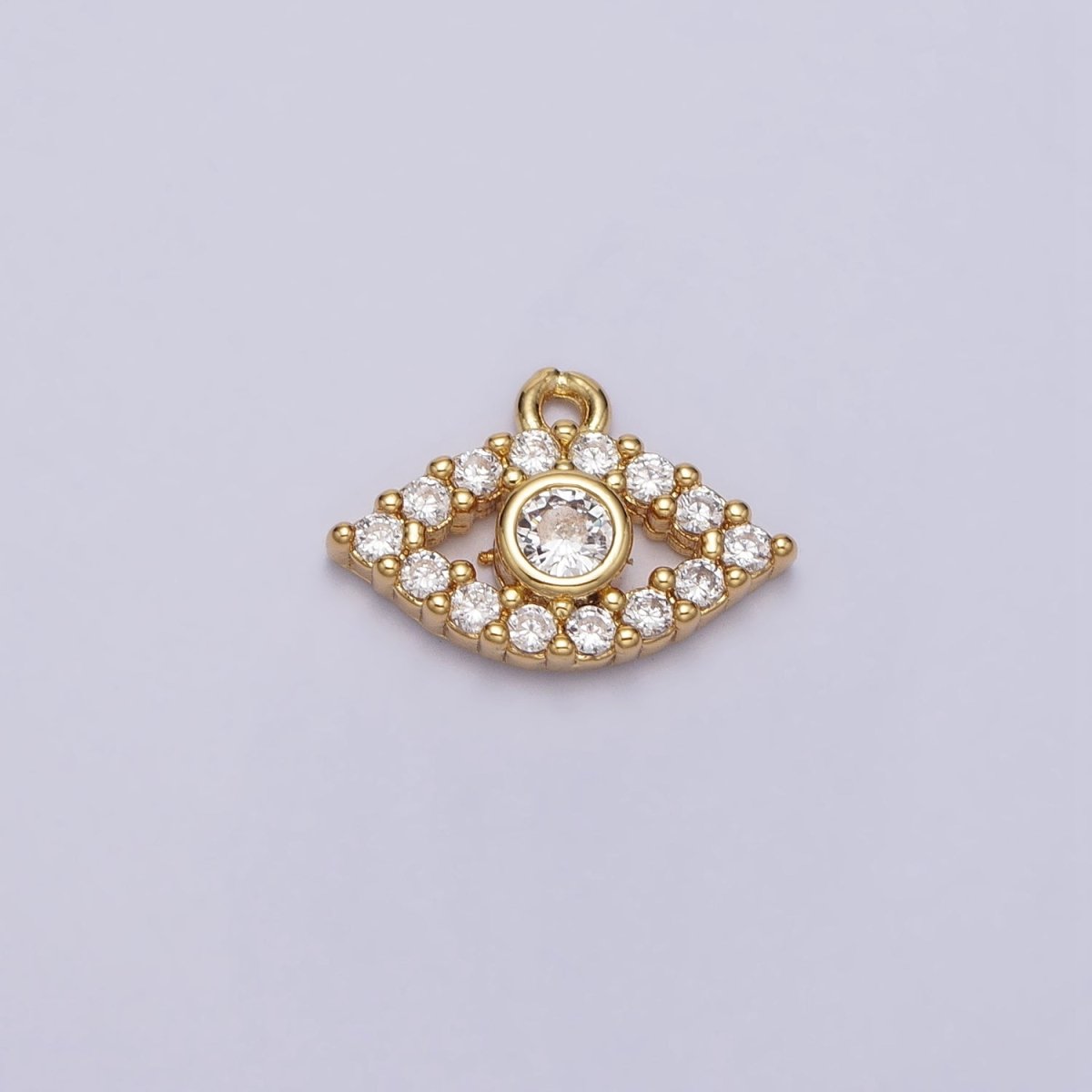Mini Clear Micro Paved CZ Evil Eye Gold Add-On Charm | AC219 - DLUXCA