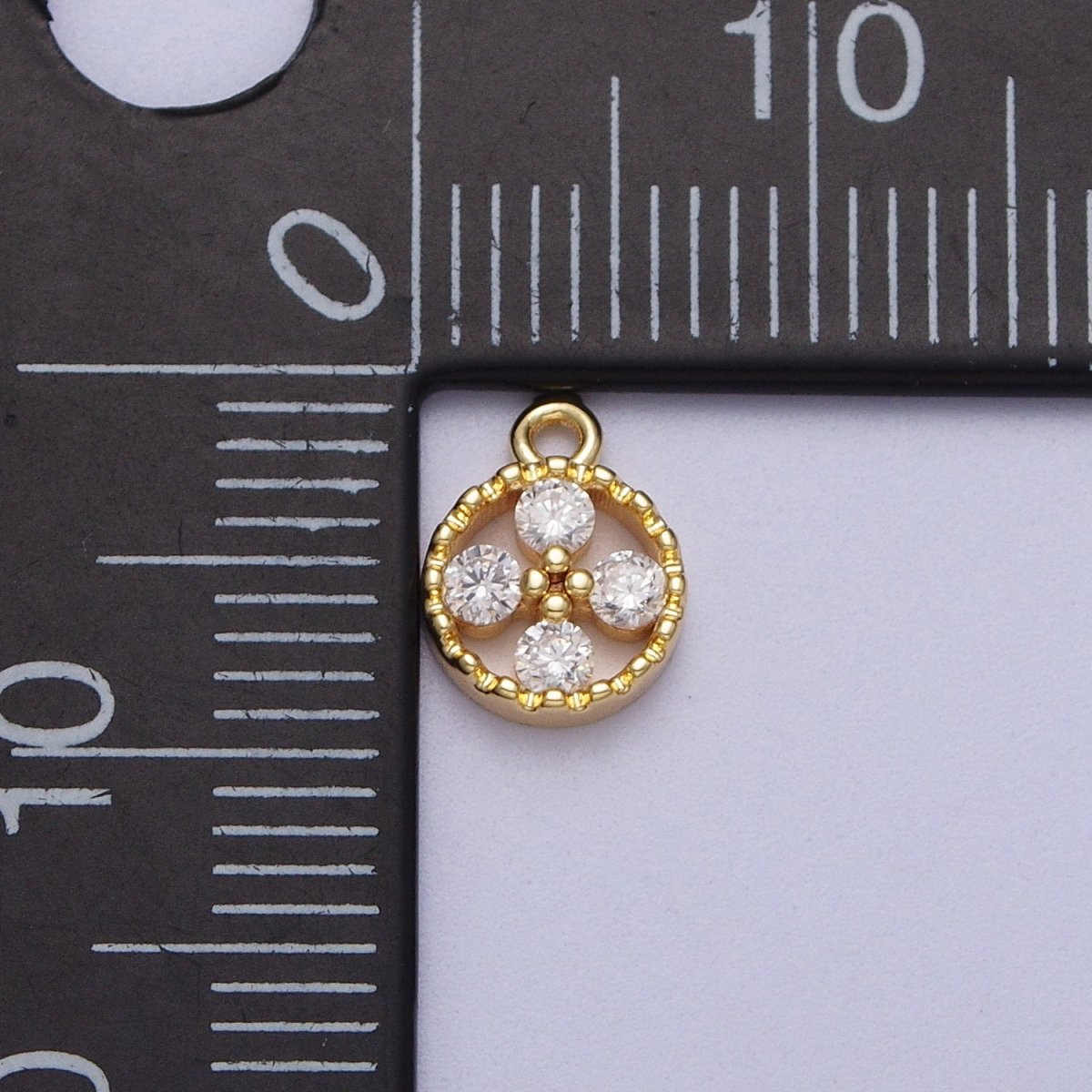 Mini Clear Round Cubic Zirconia CZ Gold Charm | C-853 - DLUXCA