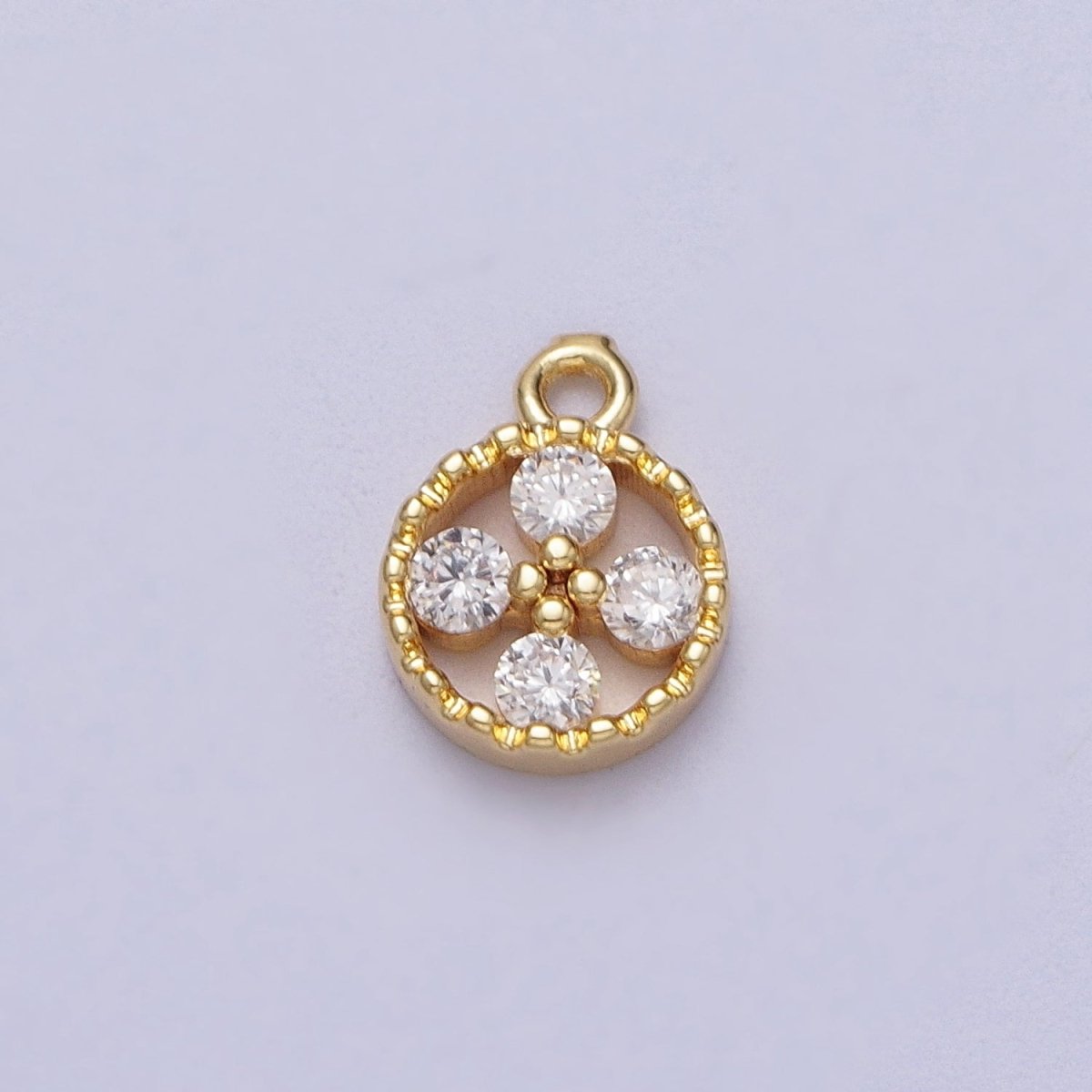Mini Clear Round Cubic Zirconia CZ Gold Charm | C-853 - DLUXCA
