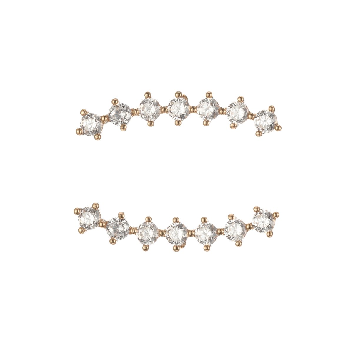 Mini Connected Crystal Lining Studs Earring CZ Crystal Stones Chain Gold Filled Daily Wear Earring Jewelry P-202 - DLUXCA