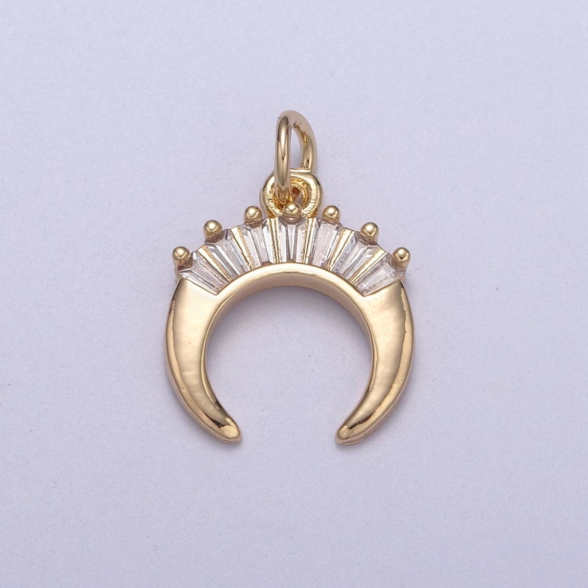 Mini Crescent Moon Horn Charm 16K Gold Filled Upside Down Tusk Moon Pendant Bohemian Boho C Shape Curve Gold Moon Charm N-295