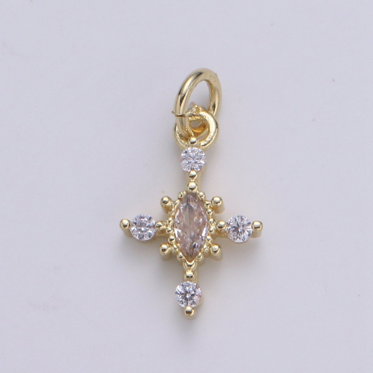 Mini Cross Charm Micro Pave Eye 24K Gold Filled Cross Charm, Cubic Zirconia Cluster Charm for Necklace Earring Bracelet Jewelry Making E-233-E-236