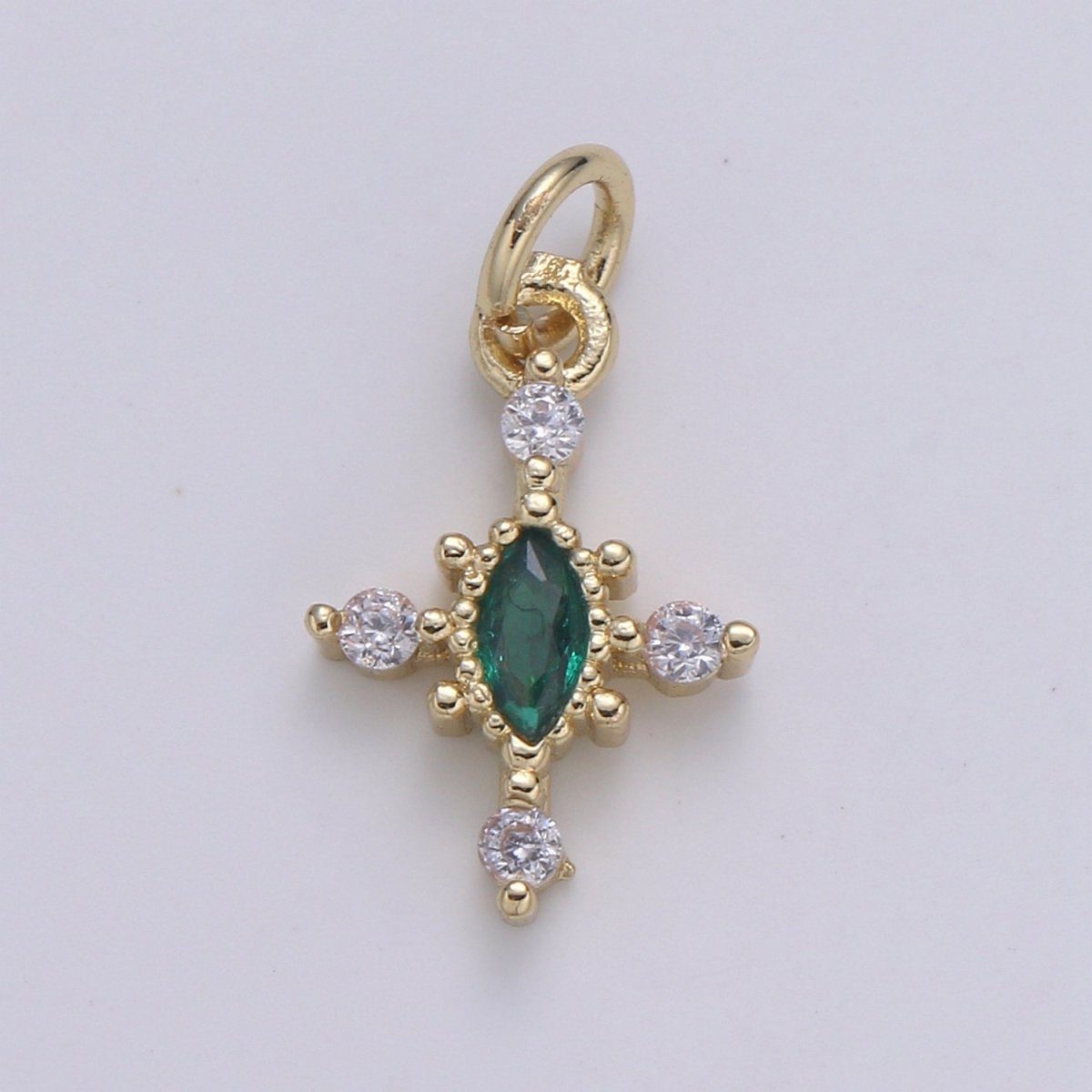 Mini Cross Charm Micro Pave Eye 24K Gold Filled Cross Charm, Cubic Zirconia Cluster Charm for Necklace Earring Bracelet Jewelry Making E-233-E-236