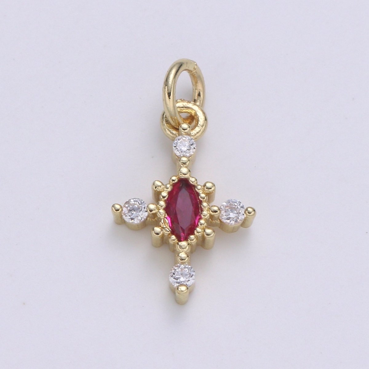 Mini Cross Charm Micro Pave Eye 24K Gold Filled Cross Charm, Cubic Zirconia Cluster Charm for Necklace Earring Bracelet Jewelry Making E-233-E-236