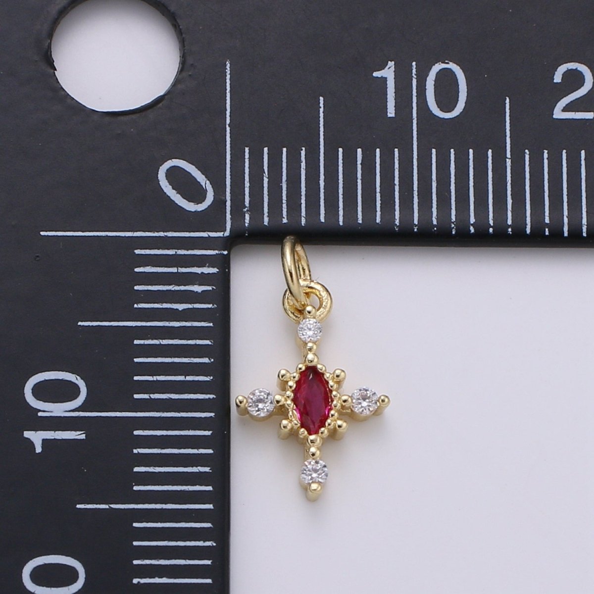 Mini Cross Charm Micro Pave Eye 24K Gold Filled Cross Charm, Cubic Zirconia Cluster Charm for Necklace Earring Bracelet Jewelry Making E-233-E-236