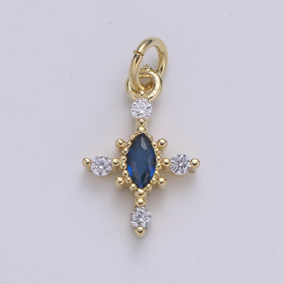 Mini Cross Charm Micro Pave Eye 24K Gold Filled Cross Charm, Cubic Zirconia Cluster Charm for Necklace Earring Bracelet Jewelry Making E-233-E-236