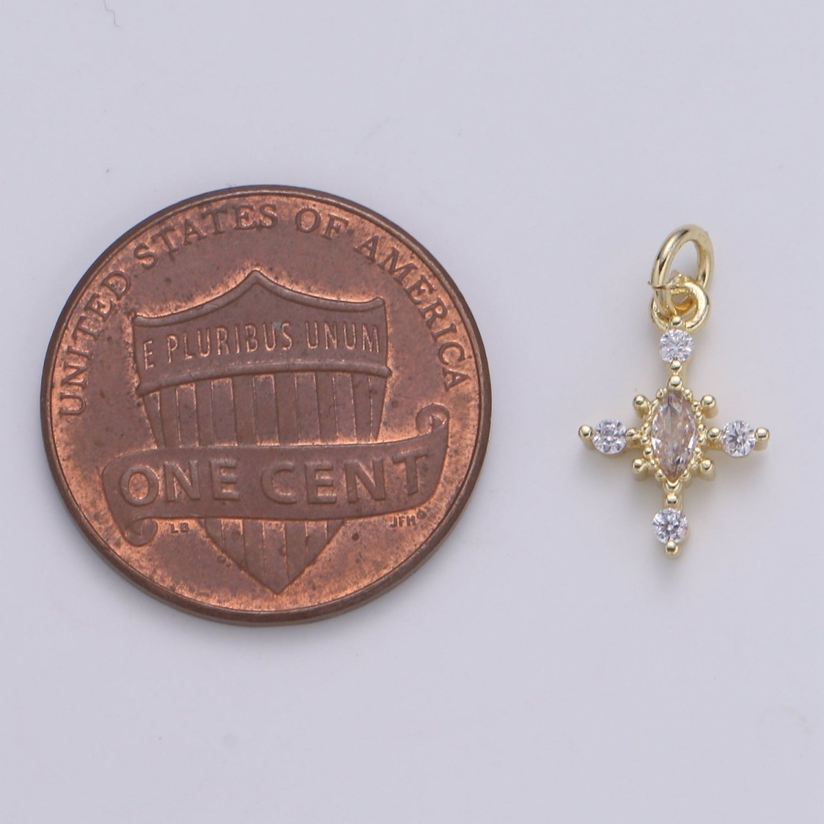 Mini Cross Charm Micro Pave Eye 24K Gold Filled Cross Charm, Cubic Zirconia Cluster Charm for Necklace Earring Bracelet Jewelry Making E-233-E-236