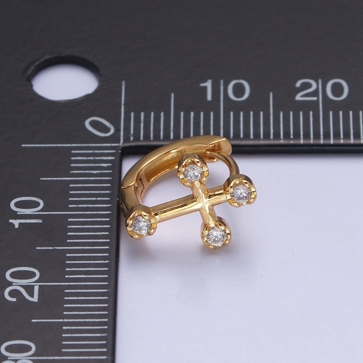 Mini Cross Huggie Earring 13mm Hoop Earring  T-397