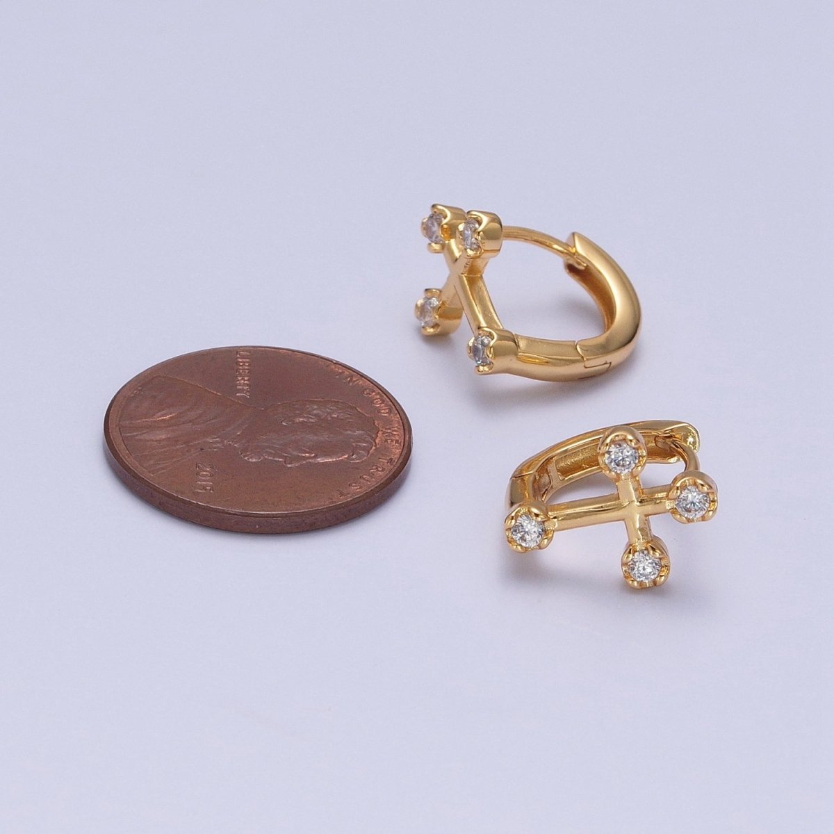 Mini Cross Huggie Earring 13mm Hoop Earring  T-397