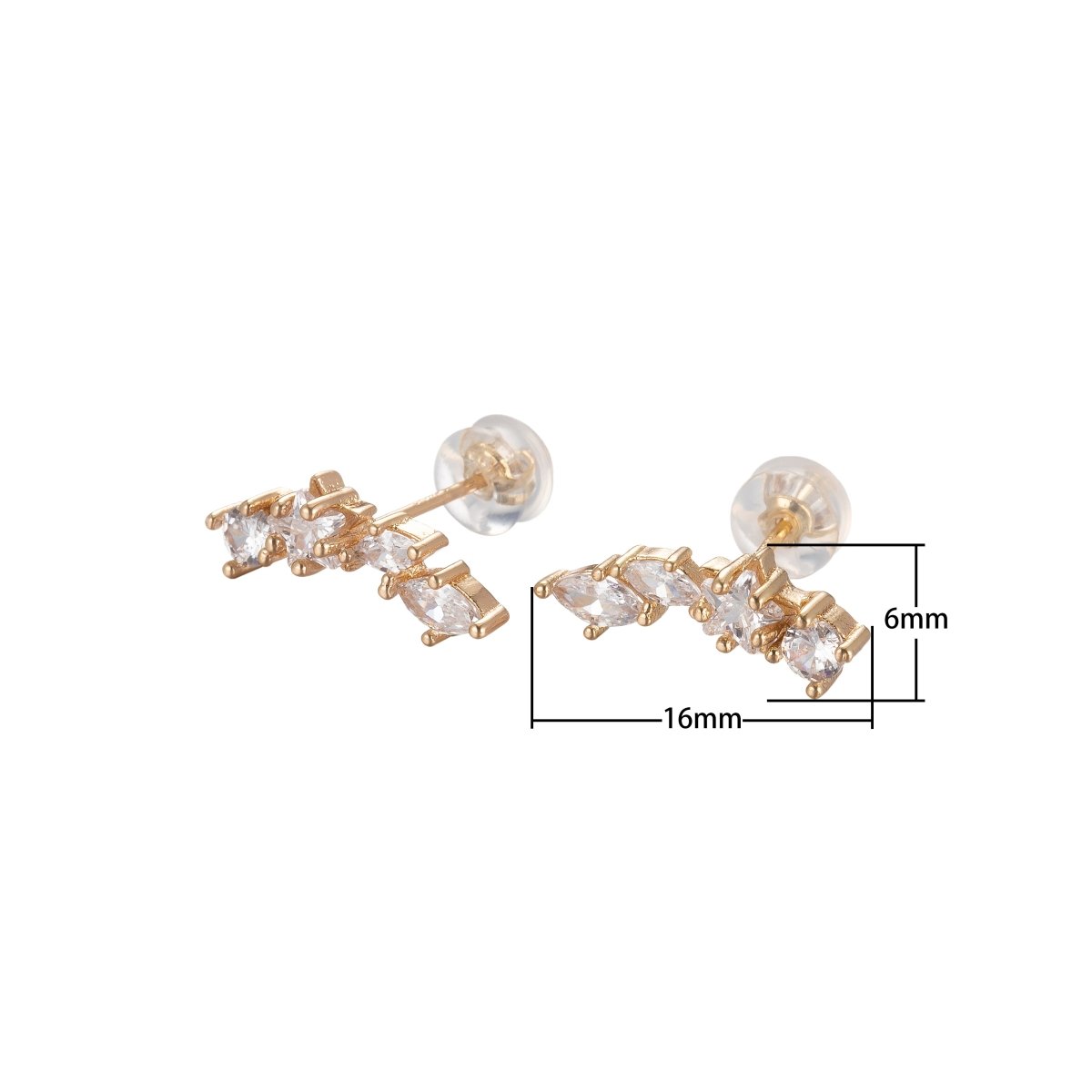 Mini Crystal Star Chain String Studs Earring CZ Crystal Stone Joints on Daily Wear Earring Jewelry P-195 - DLUXCA
