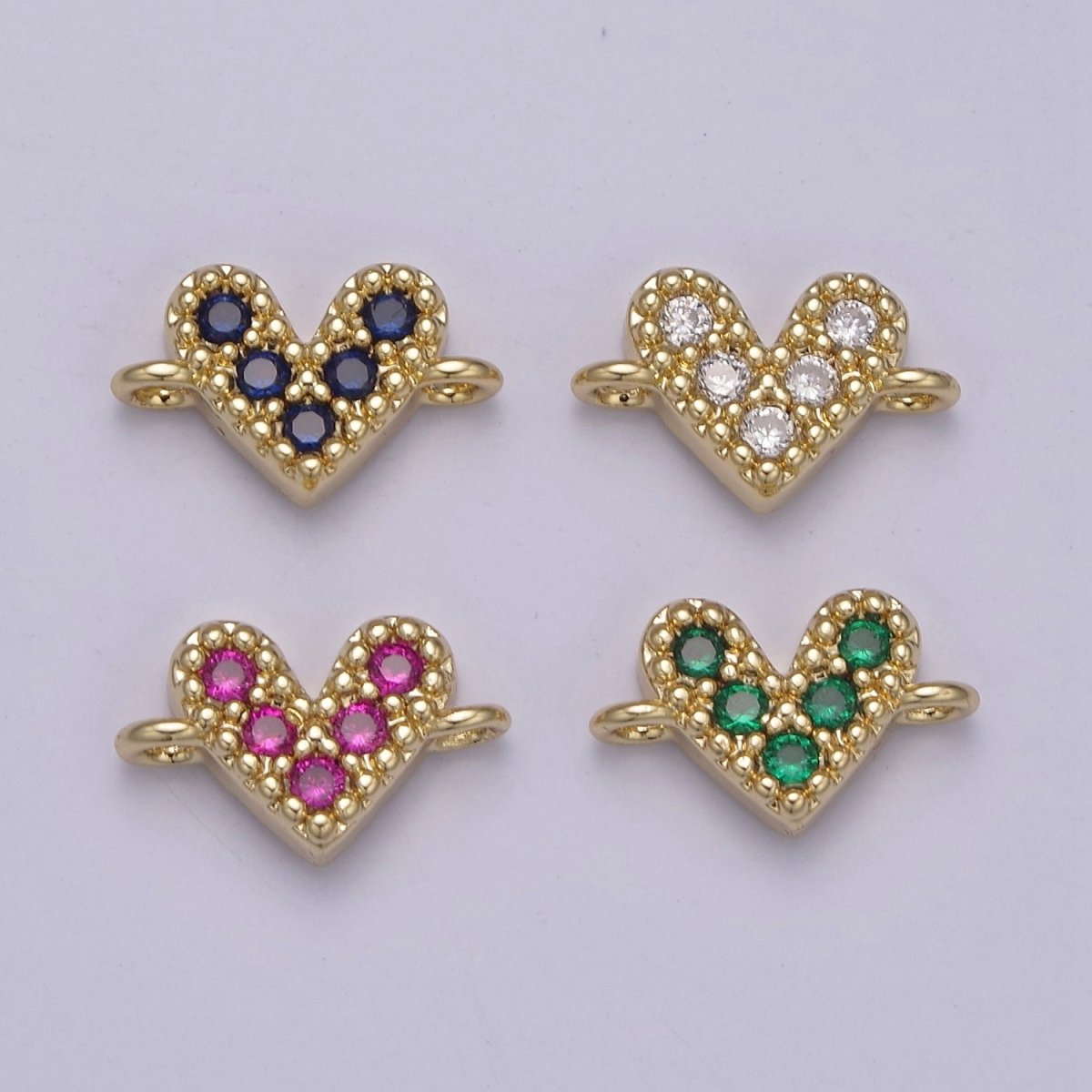 Mini Cubic Heart Charm Connector for Bracelet Necklace Link Connector F-062/F-063/F-069/F-070