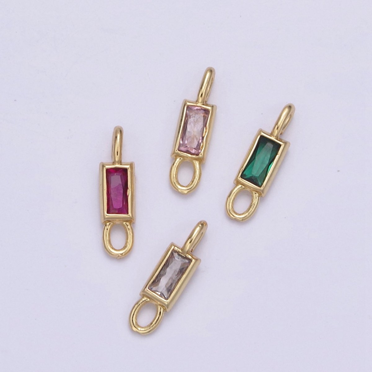 Mini Cz Charm 13.2x3.6mm Cubic Zirconia Link Connectors for jewelry Making Earring Necklace Bracelet connectors F-701~F-704