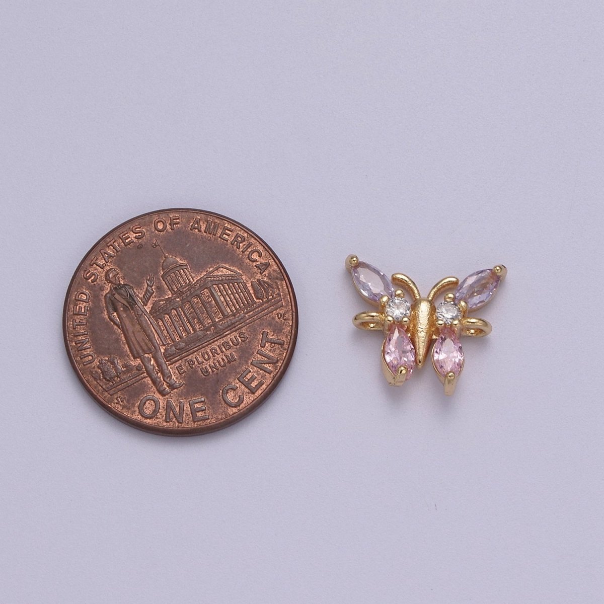 Mini Cz Gold Butterfly Charm Connector For Minimalist Jewelry Necklace Bracelet Component F-161 - DLUXCA
