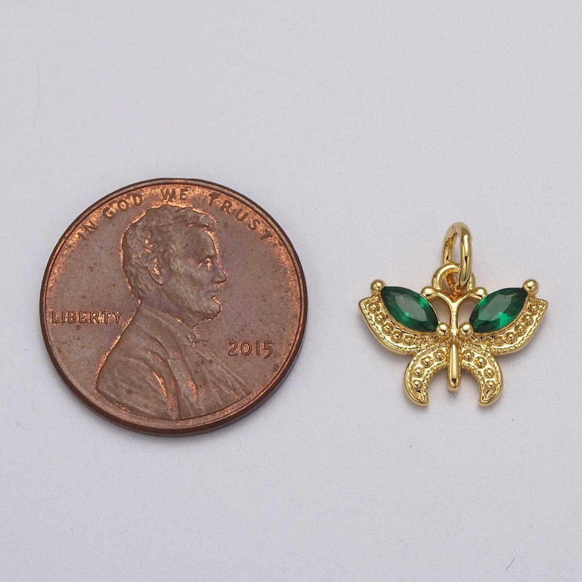 Mini CZ Micro Pave Butterfly Pendant Pink, Clear, Blue, Green Purple Cubic Zirconia Pave Mariposa add on Charm E-725 E-726 E-727 E-728