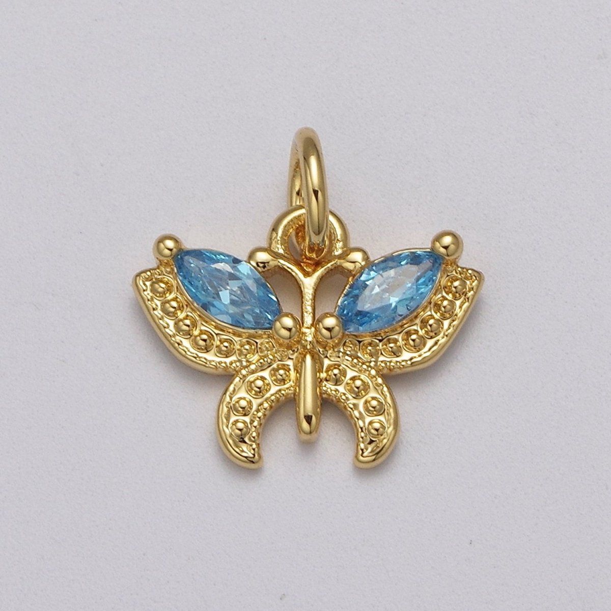 Mini CZ Micro Pave Butterfly Pendant Pink, Clear, Blue, Green Purple Cubic Zirconia Pave Mariposa add on Charm E-725 E-726 E-727 E-728