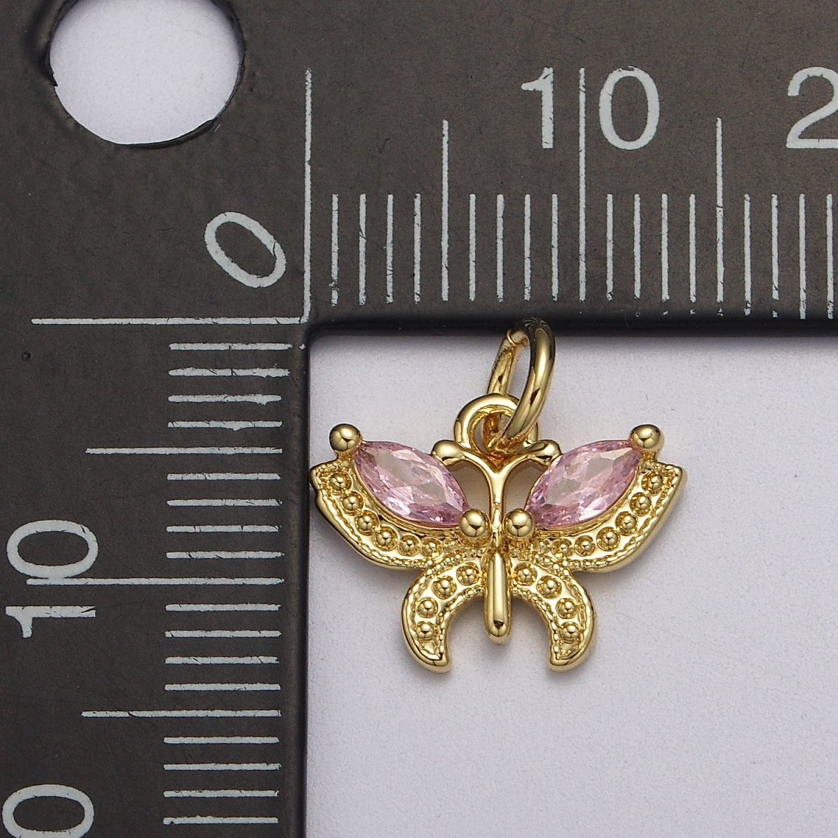 Mini CZ Micro Pave Butterfly Pendant Pink, Clear, Blue, Green Purple Cubic Zirconia Pave Mariposa add on Charm E-725 E-726 E-727 E-728