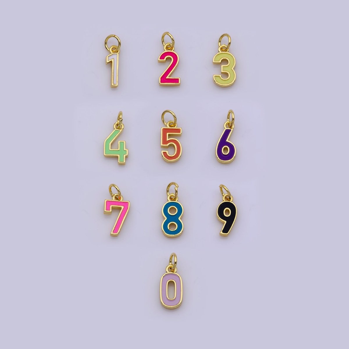 Mini Enamel Number Charm 14k Gold Filled Number Charm Personalized Jewelry Colorful Birthday Lucky Number Age for Necklace Earring Bracelet,M-097-M-106