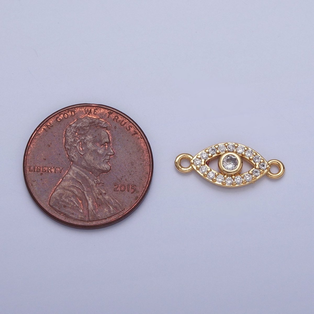 Mini Evil Eye Charms for Necklace Bracelet Earring Making Supplies 24K Gold Filled Micro Pave Eye Charm Connector G-932 - DLUXCA