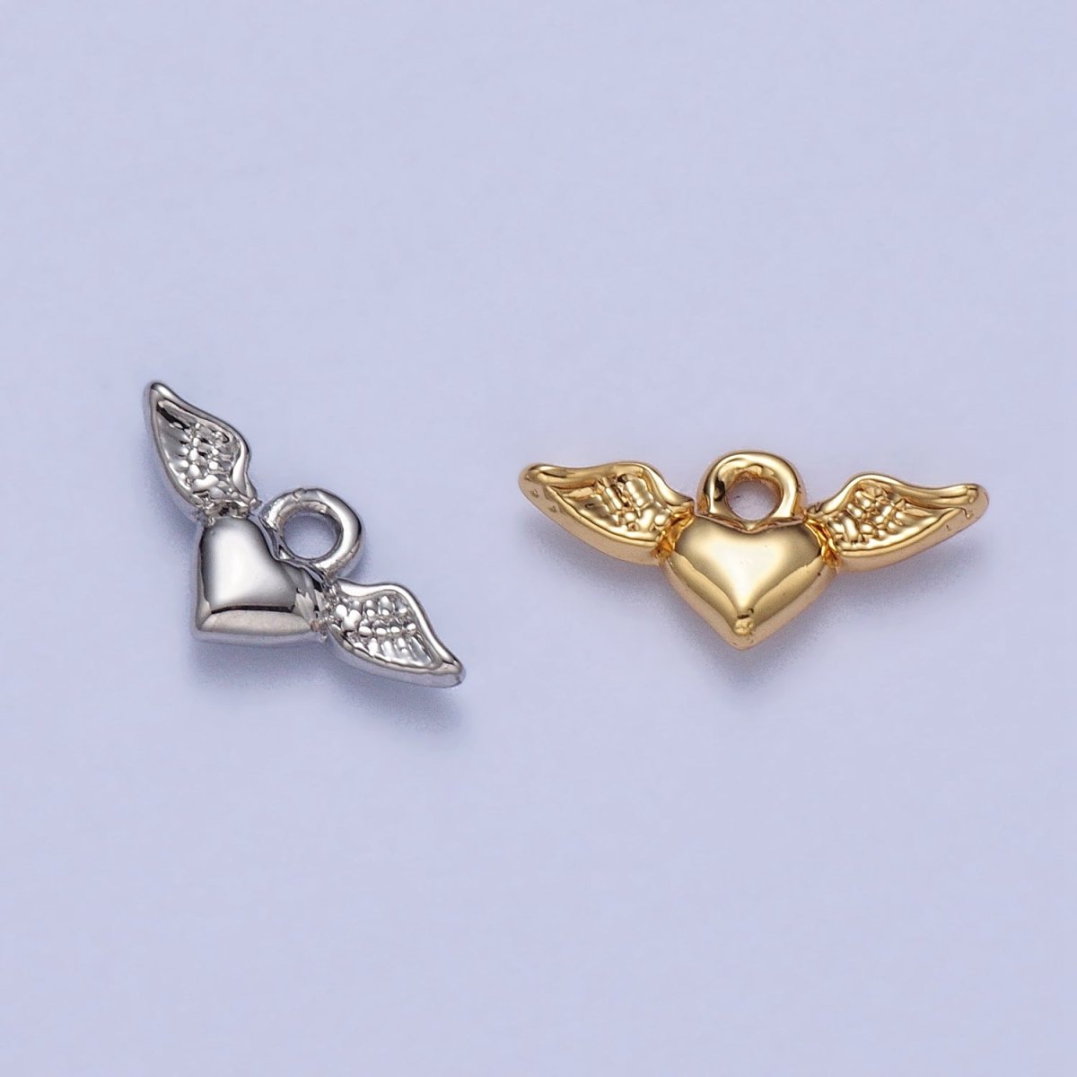 Mini Flying Angel-Winged Heart Love Charm in Gold & Silver | AC050