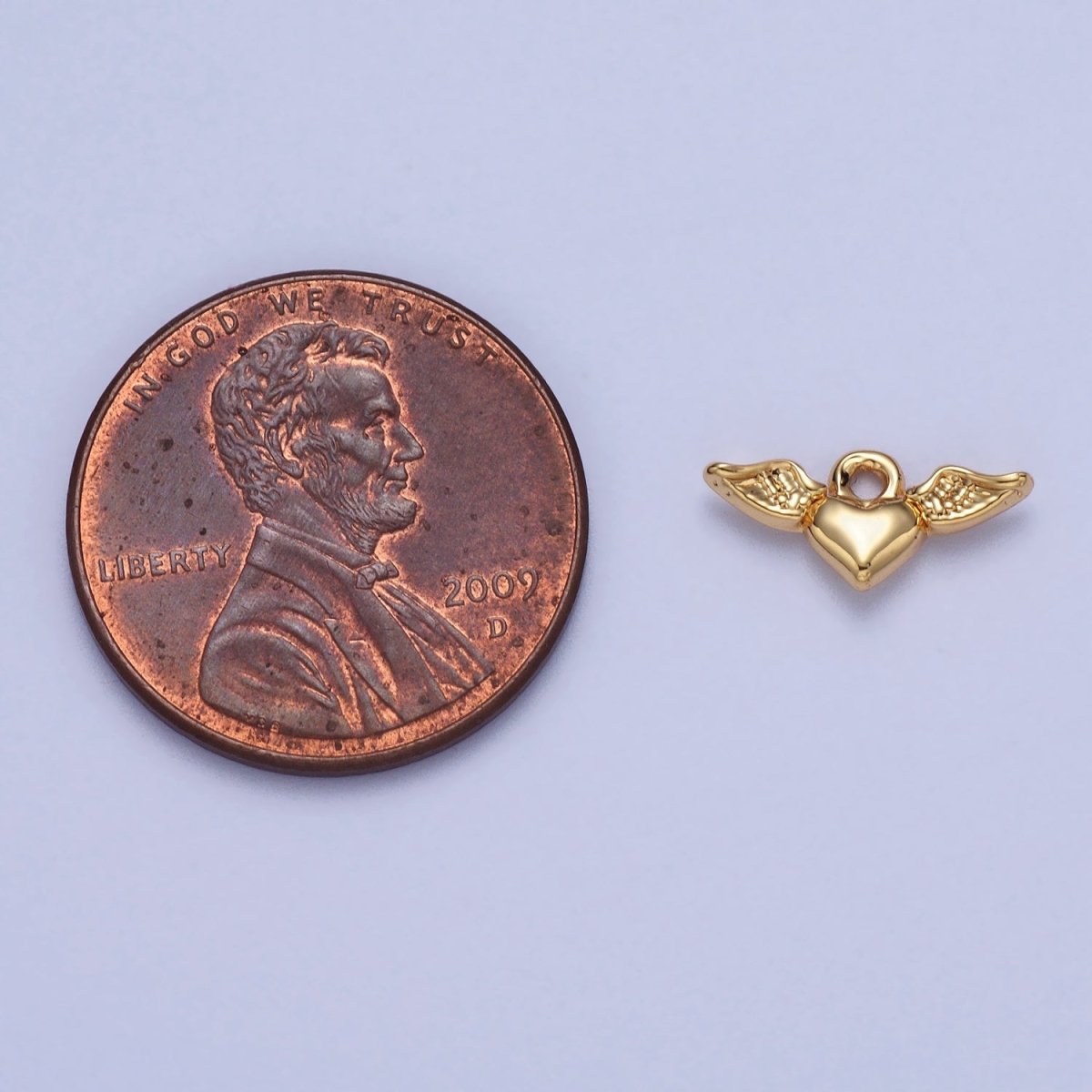 Mini Flying Angel-Winged Heart Love Charm in Gold & Silver | AC050