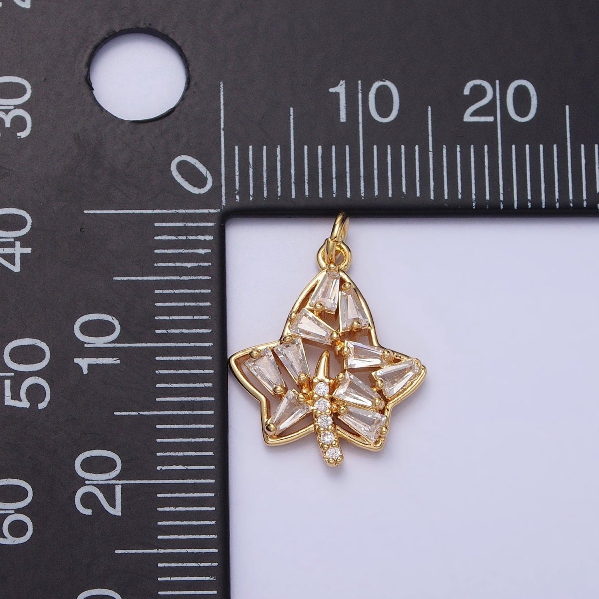 Mini Gold Baguette Cz Stone Charm Maple Leaf Charm Silver Nature Pendant AC480 AC481