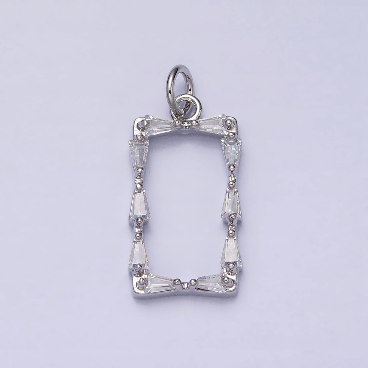 Mini Gold Baguette CZ Stone Geometric Rectangle Charm Pendant AC498 AC499