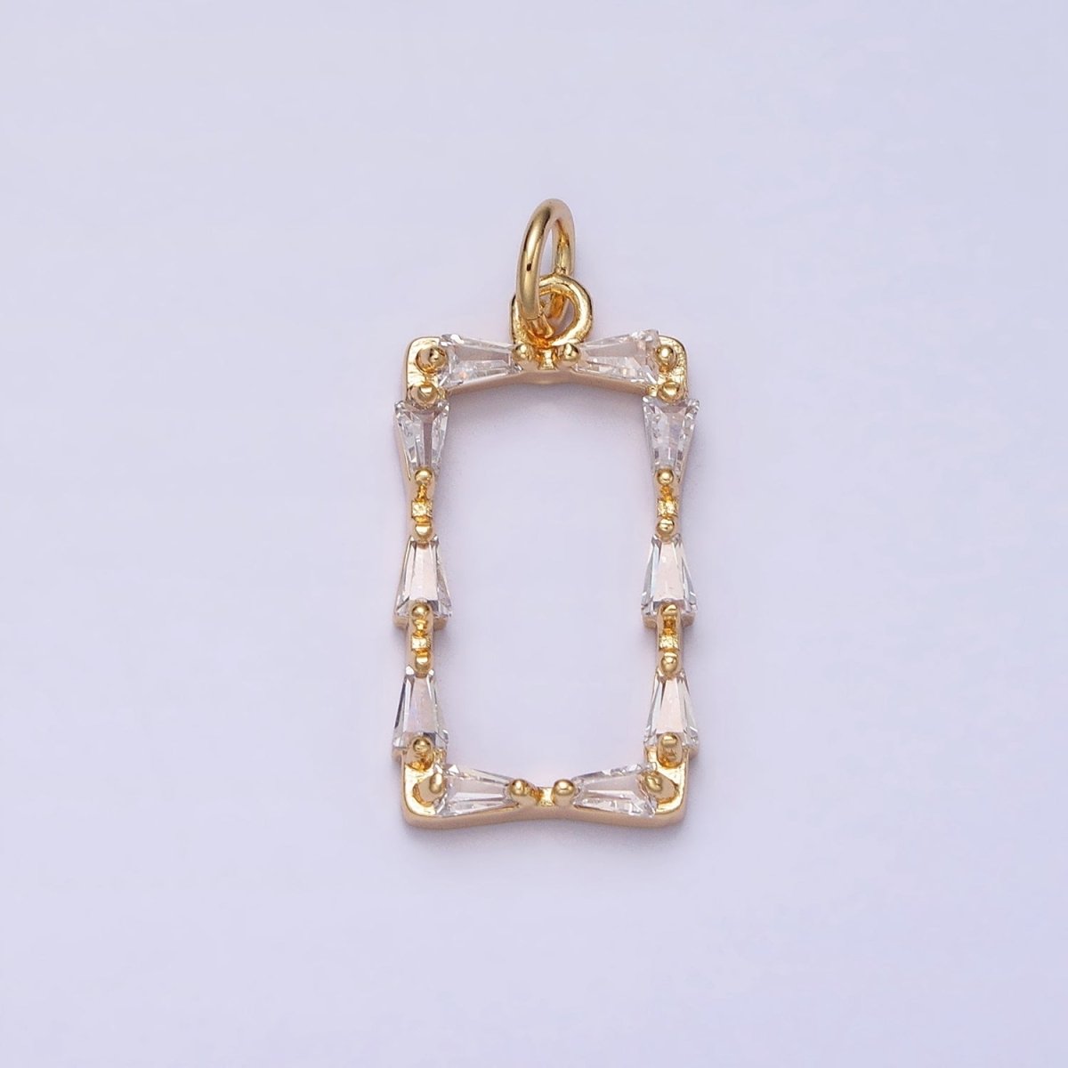 Mini Gold Baguette CZ Stone Geometric Rectangle Charm Pendant AC498 AC499