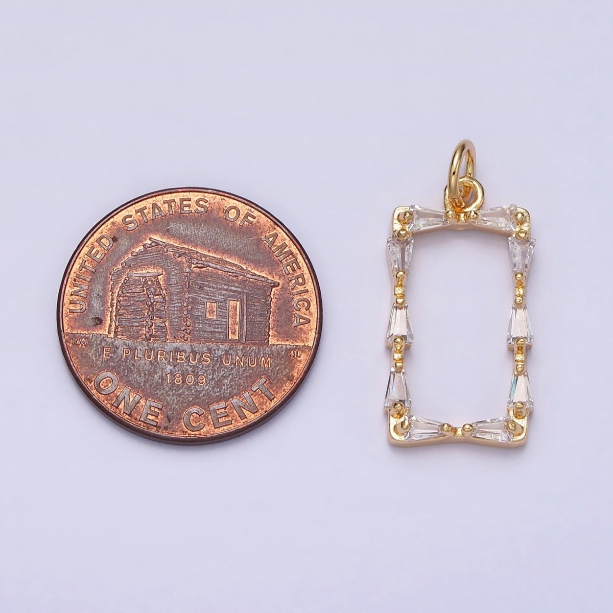 Mini Gold Baguette CZ Stone Geometric Rectangle Charm Pendant AC498 AC499