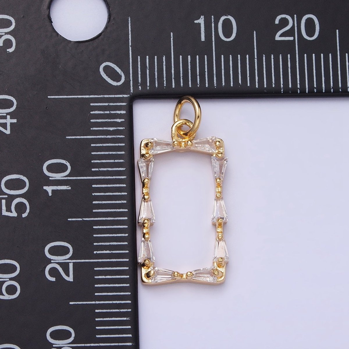 Mini Gold Baguette CZ Stone Geometric Rectangle Charm Pendant AC498 AC499