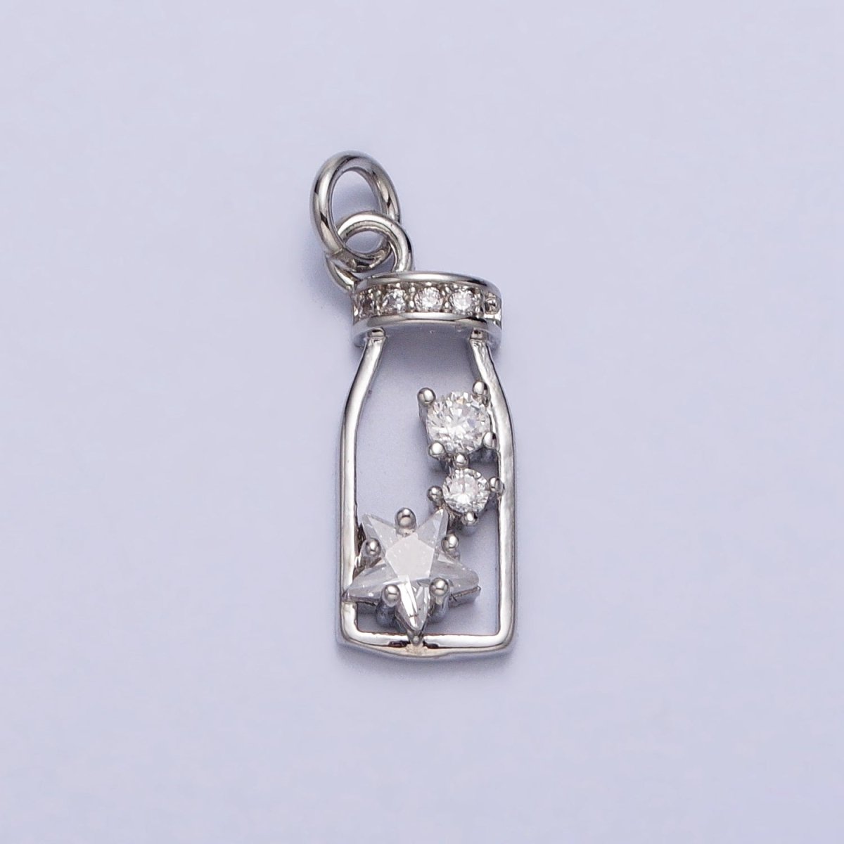 Mini Gold Bottle Charm With Cz Star Celestial Jewelry N-277