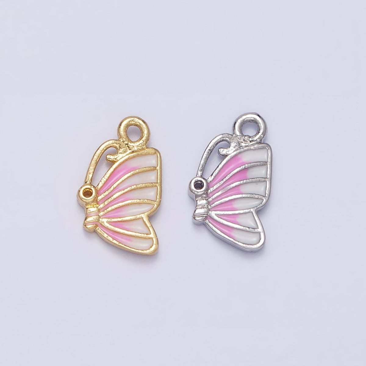 Mini Gold Butterfly Charm Pink Ombre Enamel Mariposa Charm AC418 AC419