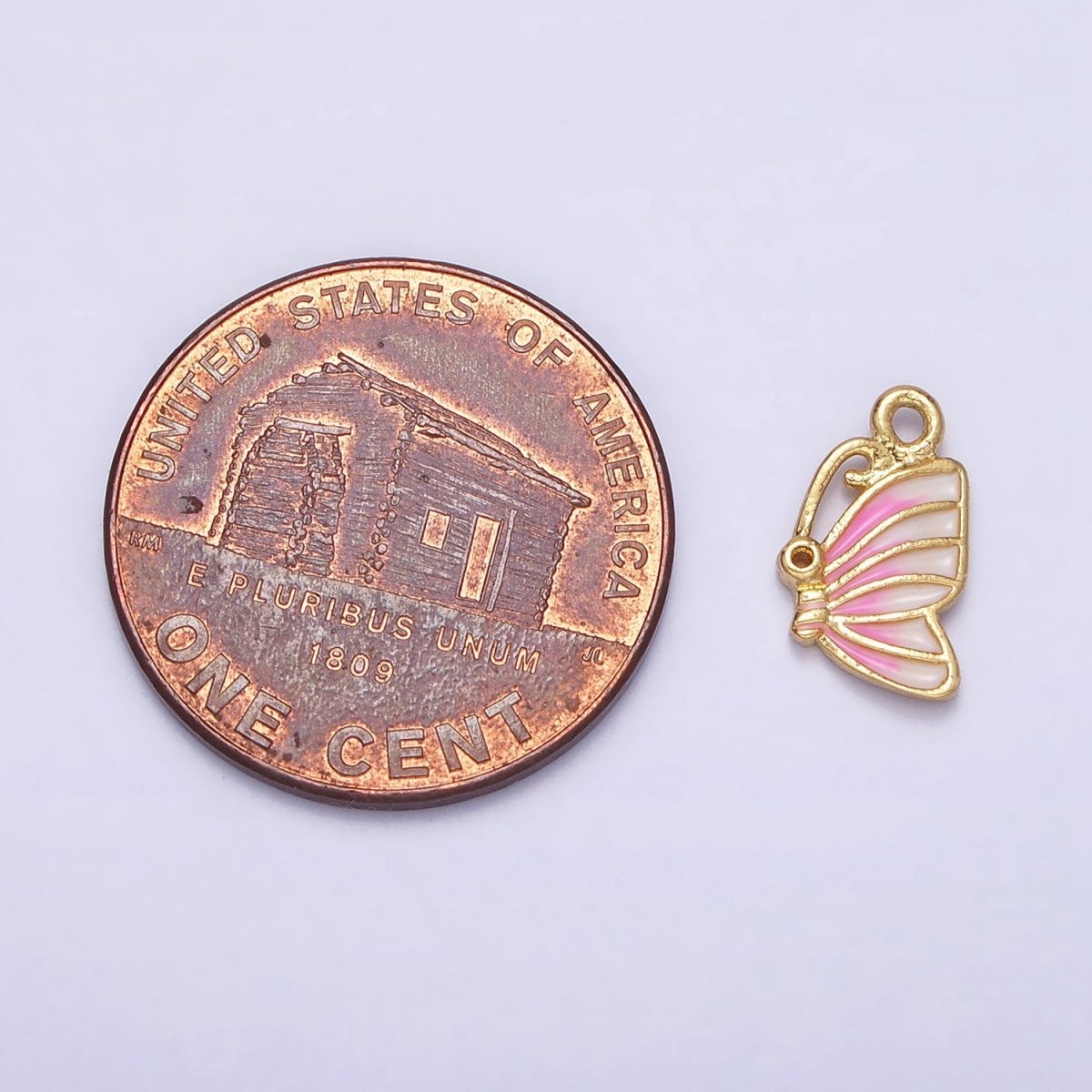 Mini Gold Butterfly Charm Pink Ombre Enamel Mariposa Charm AC418 AC419
