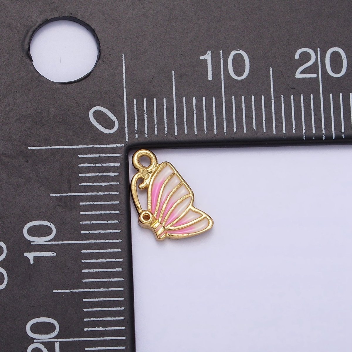 Mini Gold Butterfly Charm Pink Ombre Enamel Mariposa Charm AC418 AC419