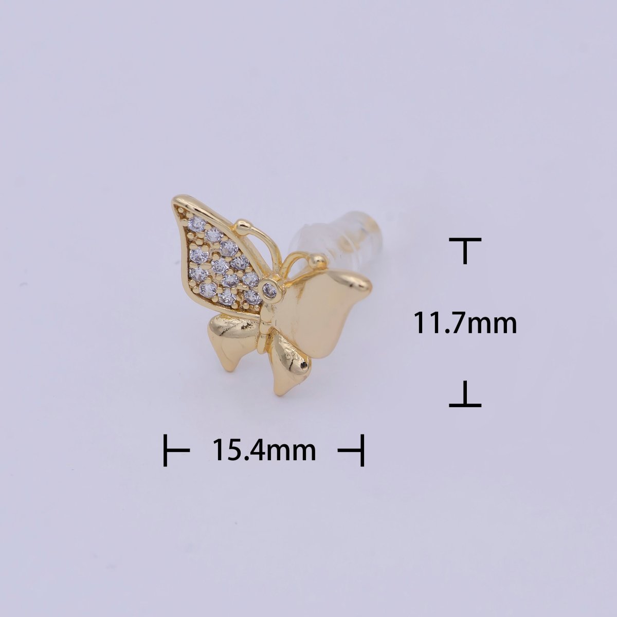 Mini Gold Butterfly Stud Earring T-356 - DLUXCA