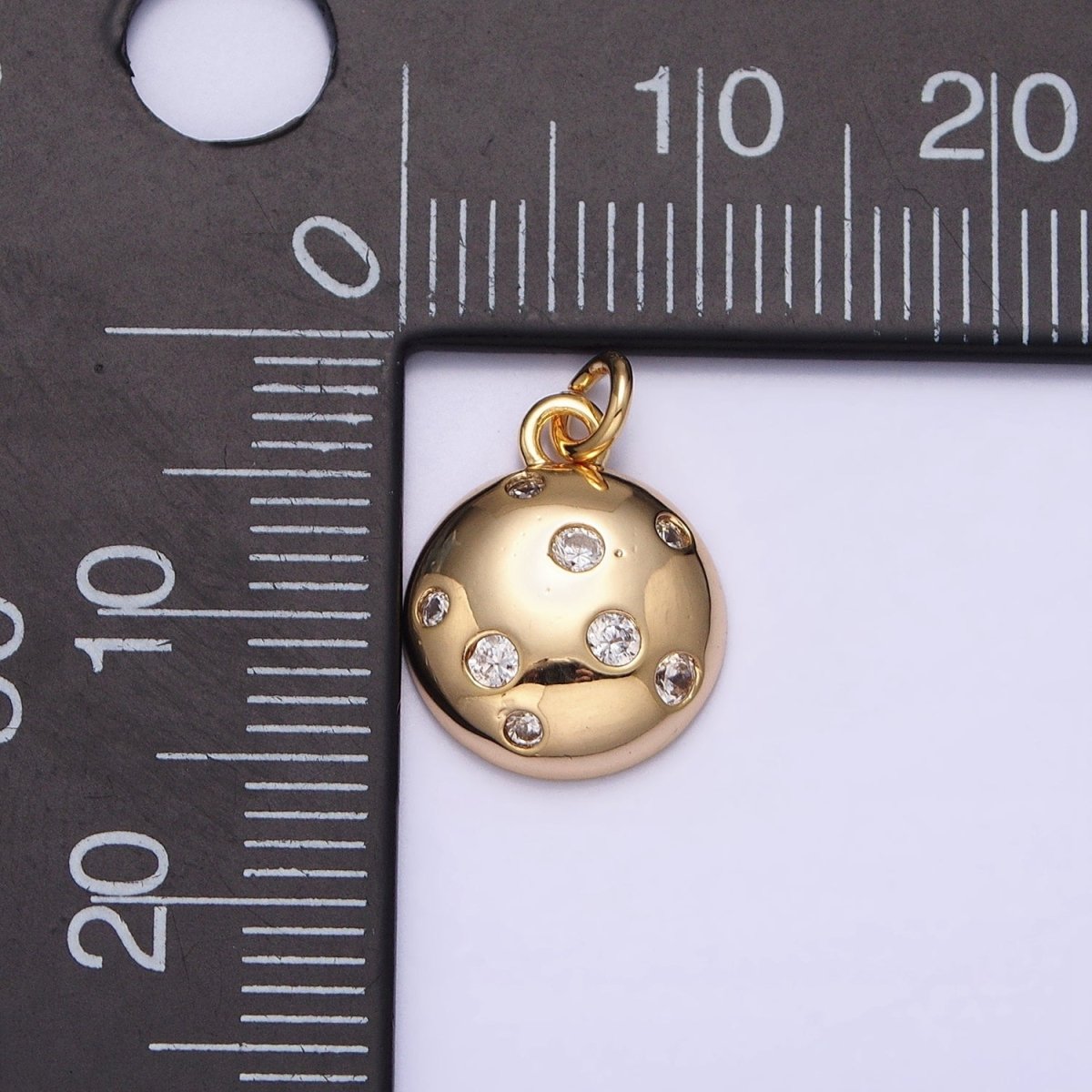 Mini Gold Circle Charm with CZ Stone Dots Bubble Geometric Pendant AC510 AC511
