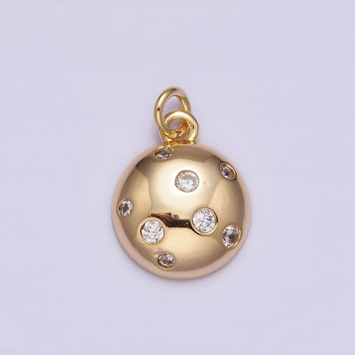 Mini Gold Circle Charm with CZ Stone Dots Bubble Geometric Pendant AC510 AC511