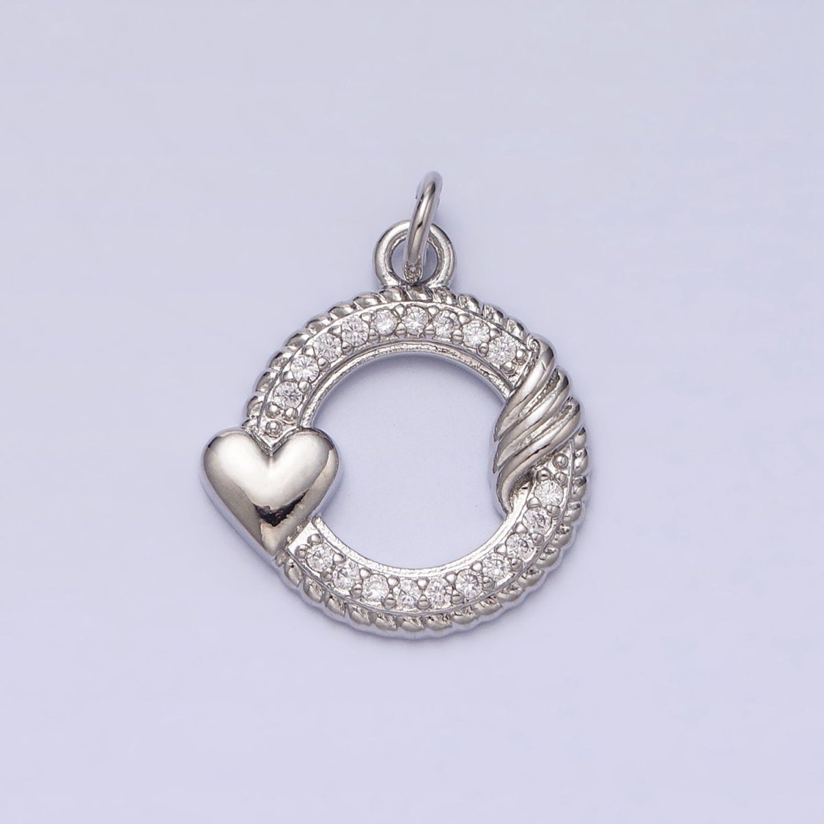 Mini Gold Cubic Circle Charm with Heart Silver Love Add on Charm for Valentine AC492 AC493