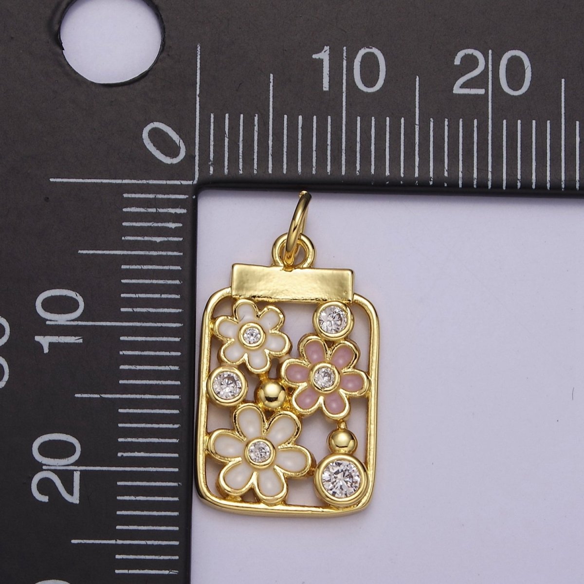 OS Mini Gold Daisy Flower in the Jar Charm for Spring Jewelry Inspired E-648