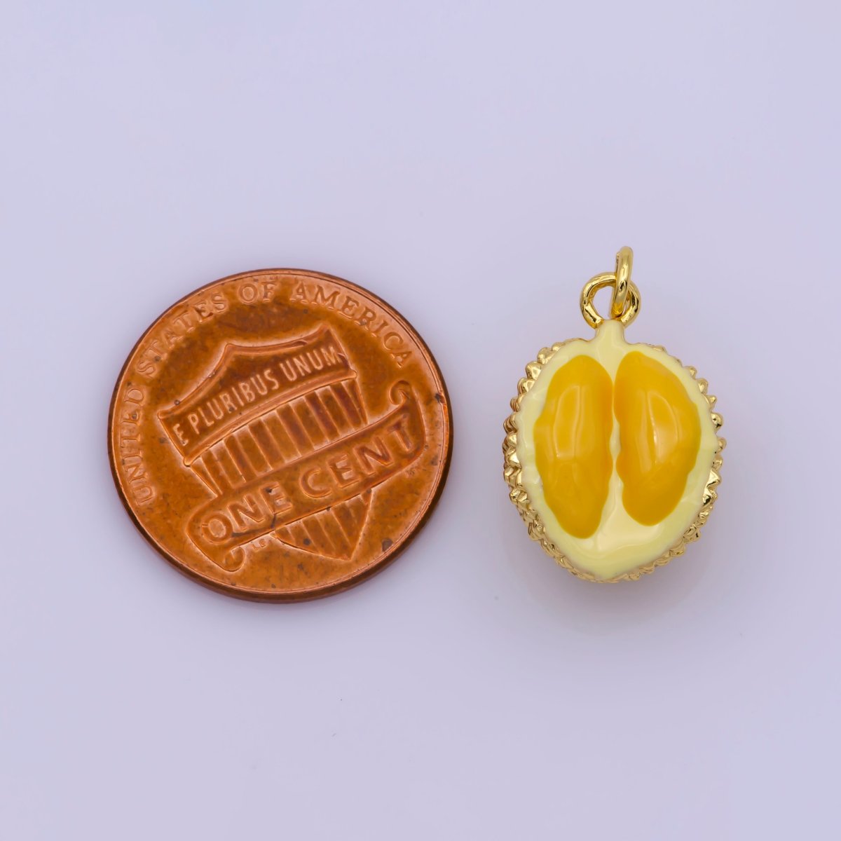 Mini Gold Durian Charm Enamel King of Fruits Pendant M-826 - DLUXCA